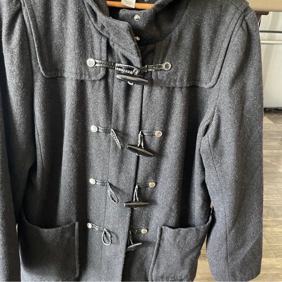 Liz Claiborne Charcoal Military Coat with Toggles - Picture 2 of 6